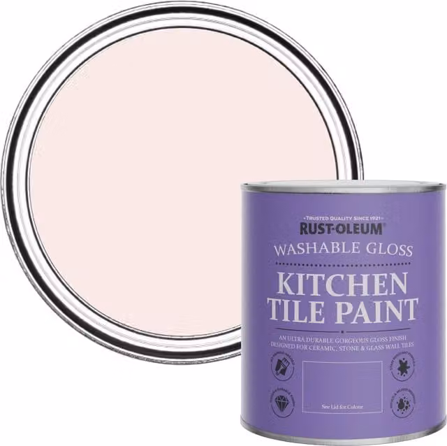 Rust-Oleum Water-Based Kitchen Tile Paint in Gloss Finish, Pink, 0.75 l