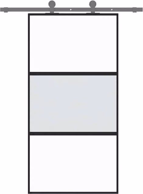 Berkfield Home Black Sliding Door with Transparent Tempered Glass and Aluminium, W: 102.5 cm, H: 205 cm – 1