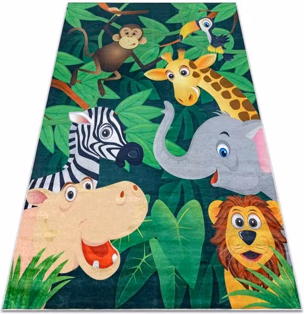 RugsX Bambino Kids Motif Rug in Green and Multicolour, W: 120 cm, L: 170 cm