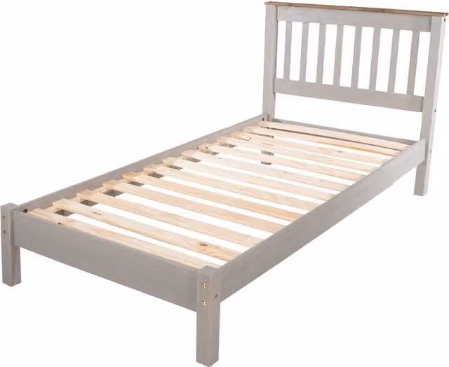 Core Products Ltd Corona Low End Single Bed Frame in Grey Washed Pine, 90 x 190 cm