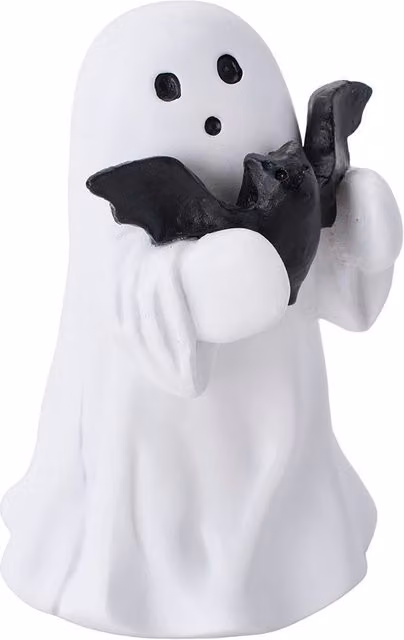 Living and Home Halloween Ghost Hugging Bat Tabletop Figurine in White and Black