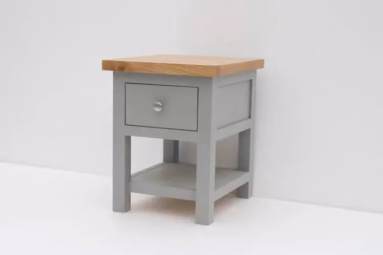 FURNITURE ONE Bedside Table with Shelf and Drawer in Light Grey – 2