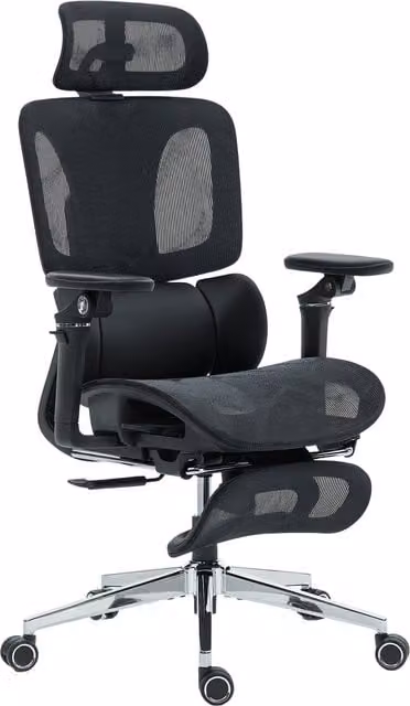 HOMCOM Ergonomic Black Fabric Office Chair with Headrest and Armrests