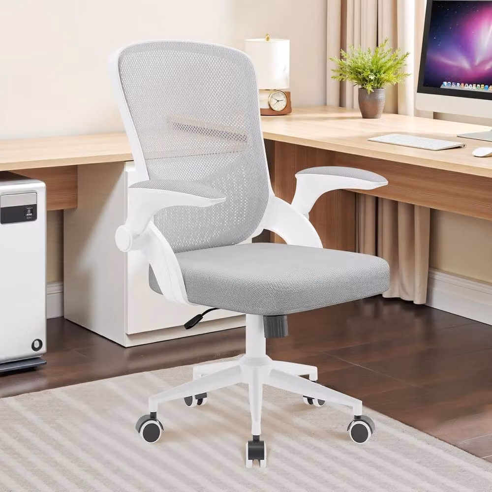 Gartistgo Ergonomic Mesh Office Chair with Flip-Up Arms and Storage Back in Grey – 2