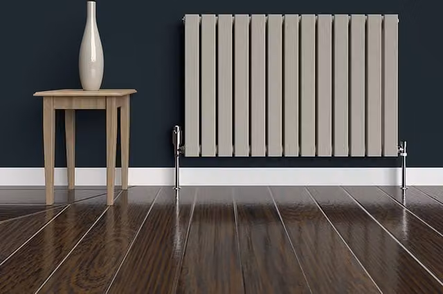 Lux Heat Flat Horizontal Coloured Double Radiator in Dune Grey, W: 91 cm, H: 60 cm