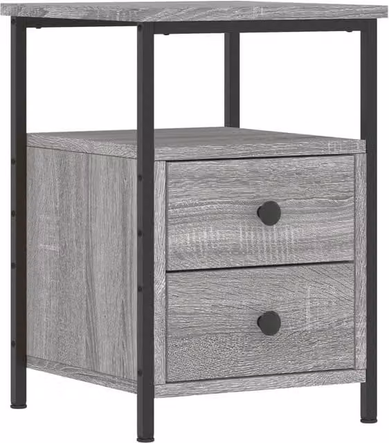 Berkfield Home Grey Sonoma Bedside Cabinet W/D/H: 34 x 35.5 x 50 cm