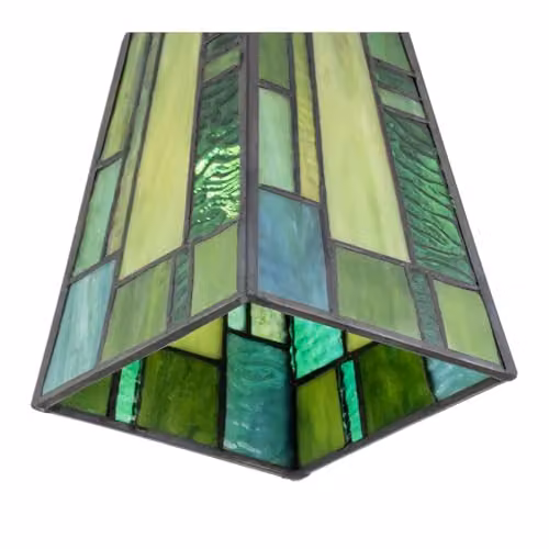 Happy Homewares Rectangular Art Deco Tiffany Stained Glass Pendant Light Shade in Green, W: 13 cm x D: 10 cm x H: 10 cm – 4