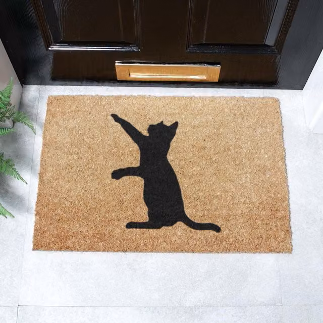 Artsy Mats Cat On Two Legs Doormat, Black and Multicolour, W: 60 cm, D: 40 cm – 1