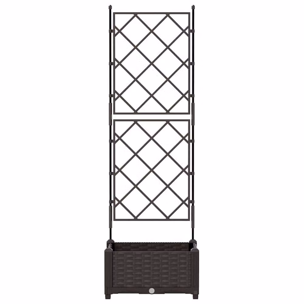 Berkfield Home Garden Planter with Trellis in Brown, W/D/H: 40 x 40 x 125 cm – 4