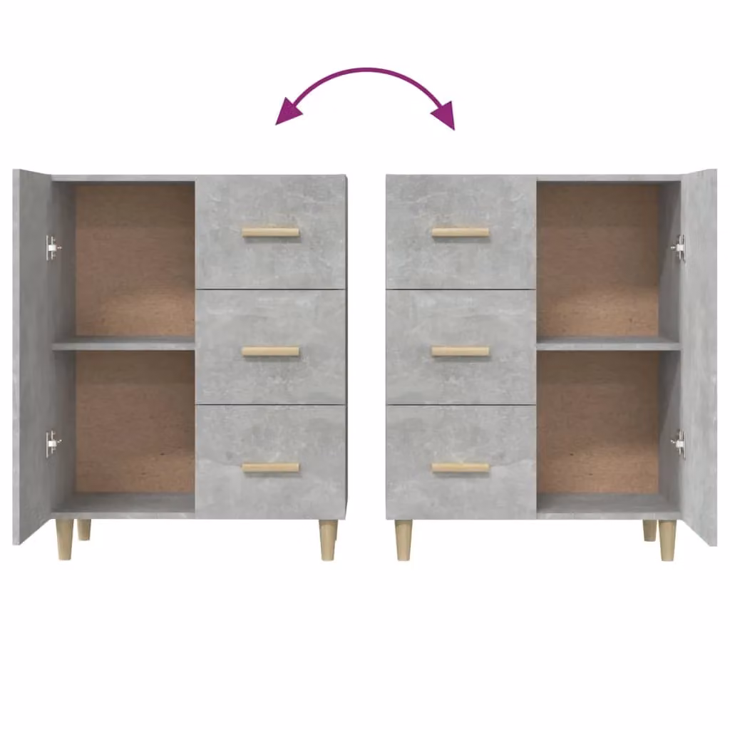 Berkfield Home Sideboard in Concrete Grey, W/D/H: 69.5 x 34 x 90 cm – 4