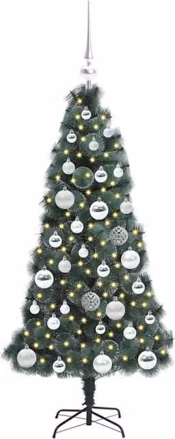 Berkfield Home Elegant Pre-lit Artificial Christmas Tree with Ball Set, Green, Height: 120 cm