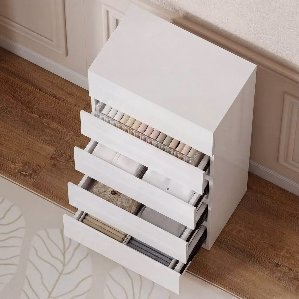 STILVORA White Glossy 5-Drawer Chest of Drawers with Soft-Close Drawers – 3