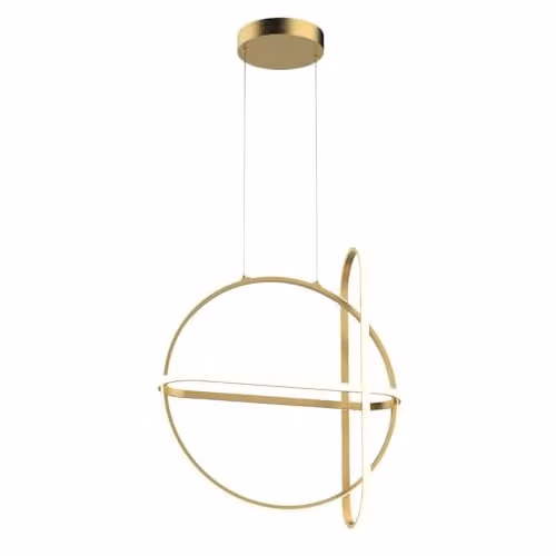 Netlighting Italux Modern LED Hanging Pendant in Gold/Brass, Warm White 3000K, 2000lm, Dimmable