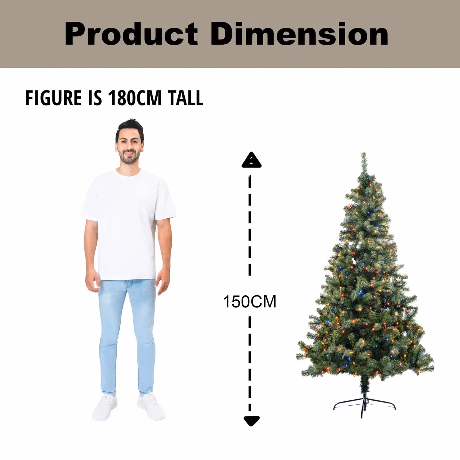 Shatchi 5ft Alaskan Pine Christmas Tree with Multicolour RGB LED Lights in Green – 4