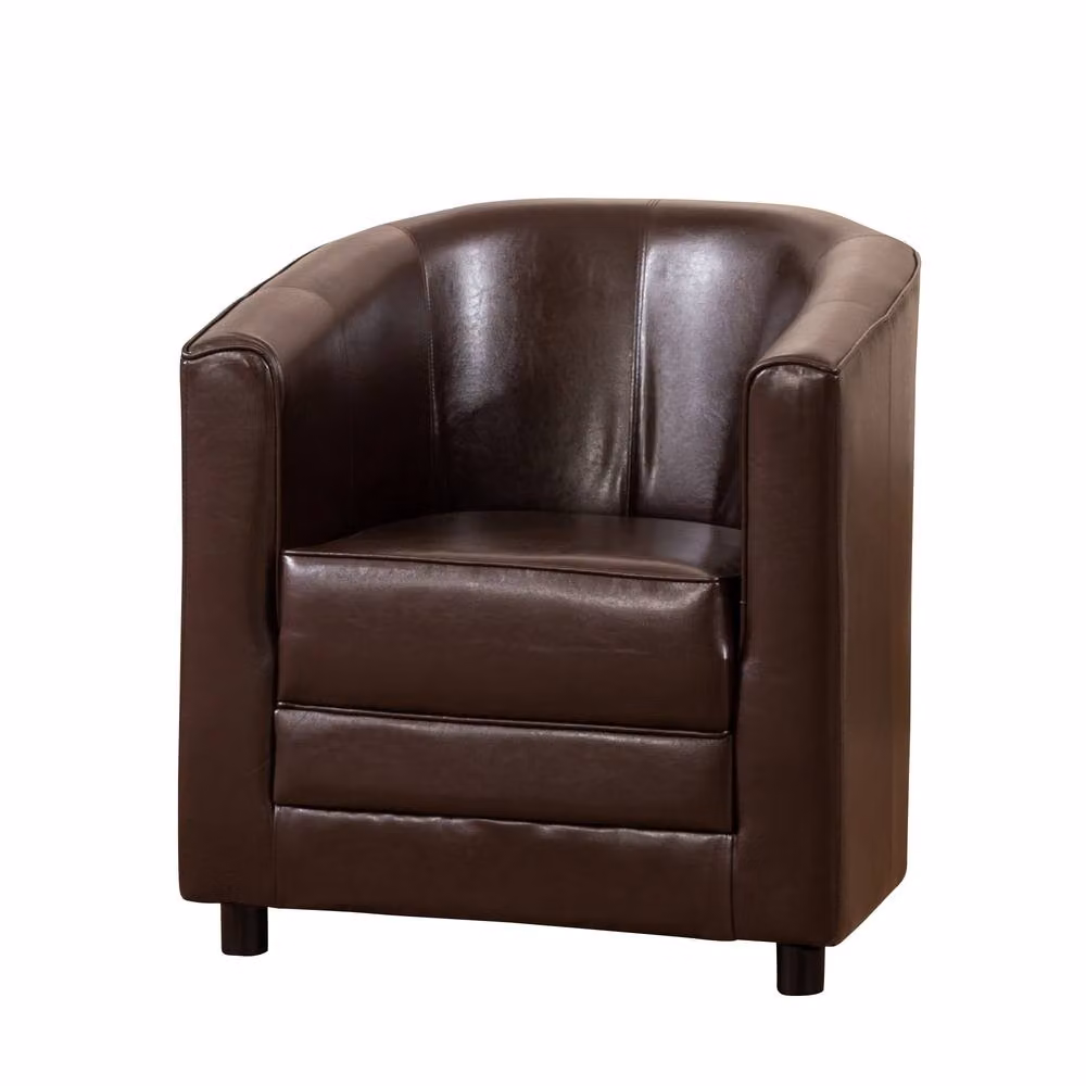 Artemis Home Aspen Brown Synthetic Leather Tub Chair with Armrests – 2