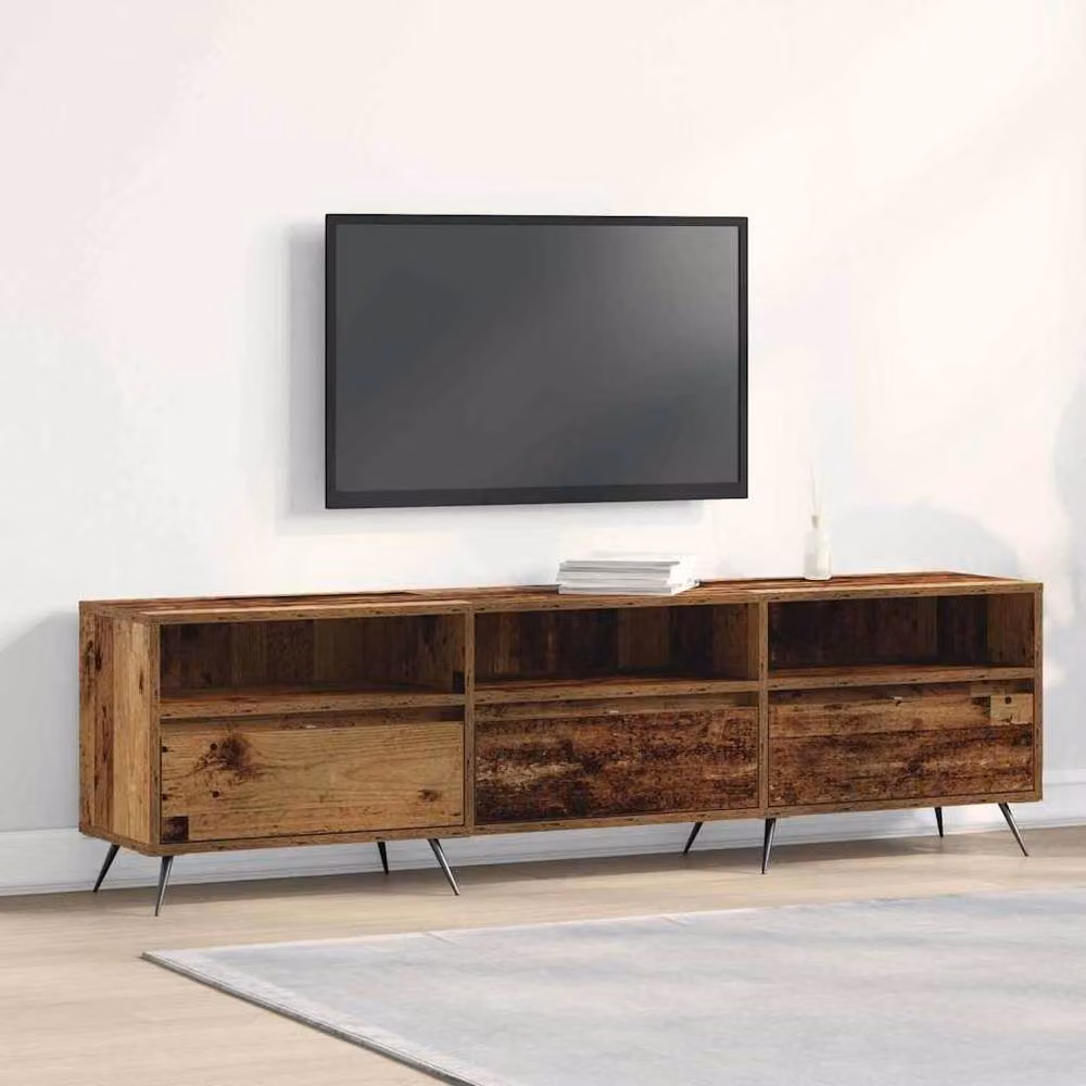 Berkfield Home TV Cabinet in Brown Old Wood, W/D/H: 150 x 30 x 44.5 cm – 2