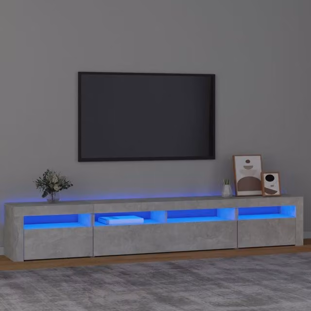 Berkfield Home Modern TV Cabinet with Integrated LED Lights in Concrete Grey, W/D/H: 240 x 40 x 35 cm