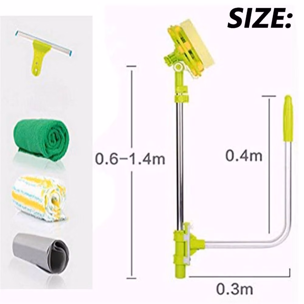 VOGREX Green U-Shaped Telescopic Window Squeegee with Microfibre Wiper Blade – 2