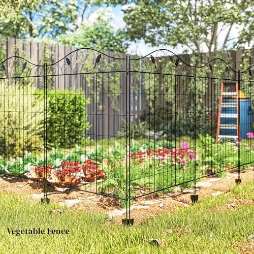 Outsunny Decorative Garden Fence 4 Panels, Black Powder-Coated Steel, L: 365 cm, H: 111.76 cm – 7