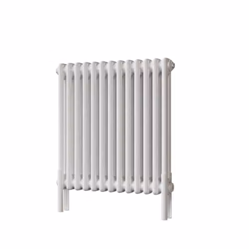 UK Radiators Alpha Traditional Cast-Iron Style 2 Column Horizontal Radiator with Feet, White, H: 60.0 cm, W: 59.2 cm – 1