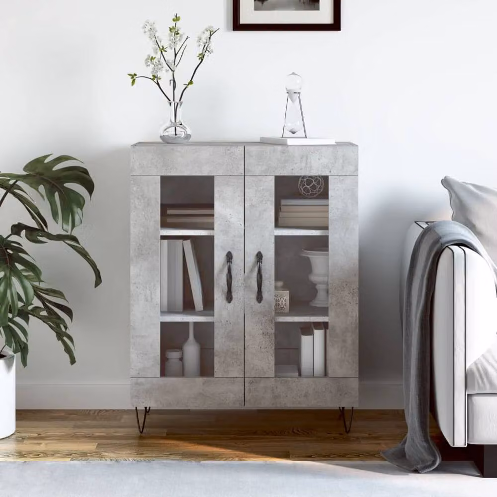 Berkfield Home Sideboard in Concrete Grey, W/D/H: 69.5 x 34 x 90 cm – 2