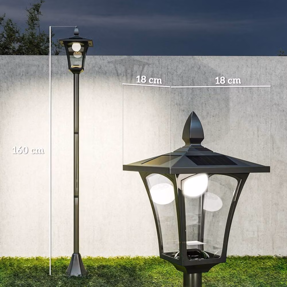 Kelvenix Black Solar LED Garden Lantern Post Light with Dusk Sensor and Dimmable Optical Control – 2