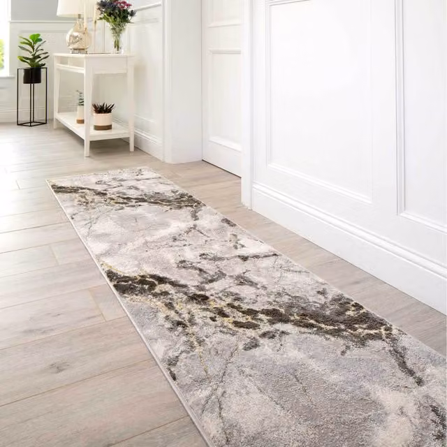 The Rug House Modern Stone Look Rectangular Area Rug, Grey, W: 240 cm, D: 60 cm