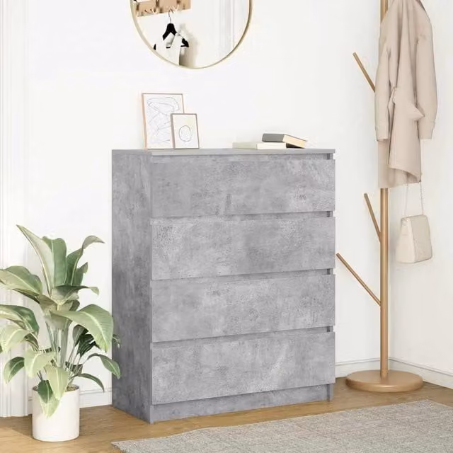 Berkfield Home Sideboard in Concrete Grey, W/D/H: 80 x 35 x 99 cm – 1