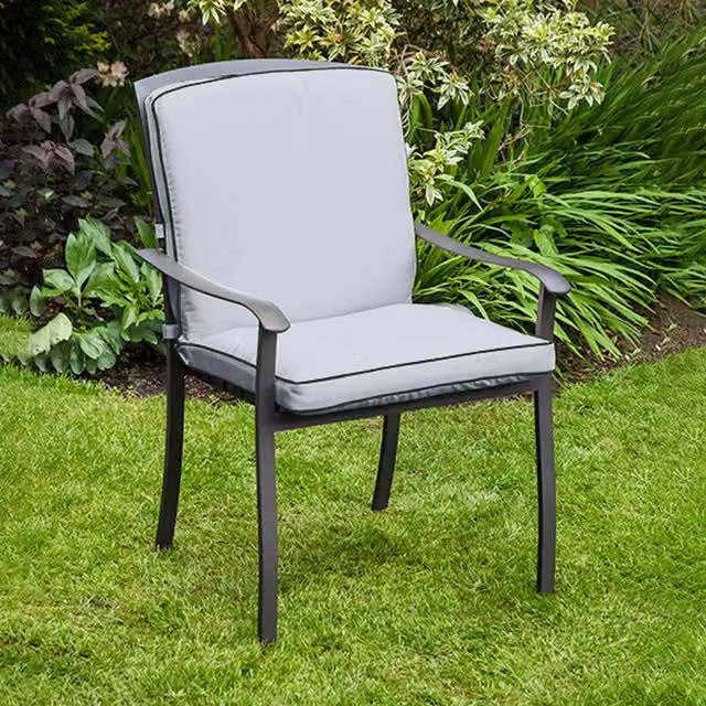 Gardenista Lucca High Back Garden Chair Cushion in Grey Water Repellent Polyester