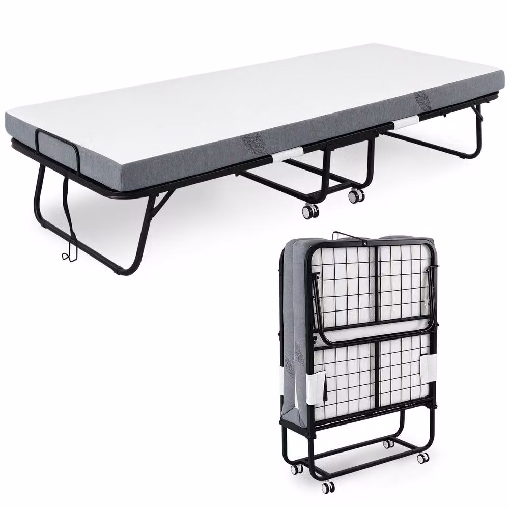 STILVORA Folding Guest Bed with Foam Mattress, Multicolour, W/D/H: 90 x 200 cm – 2