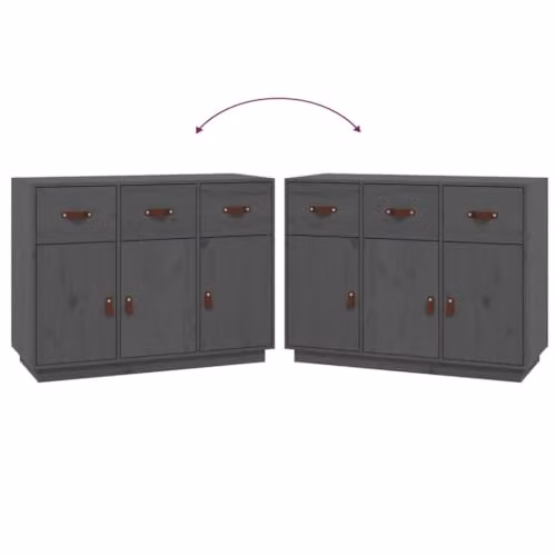 vidaXL Modern Grey Solid Wood Pine Sideboard W/D/H: 100 x 40 x 75 cm – 4