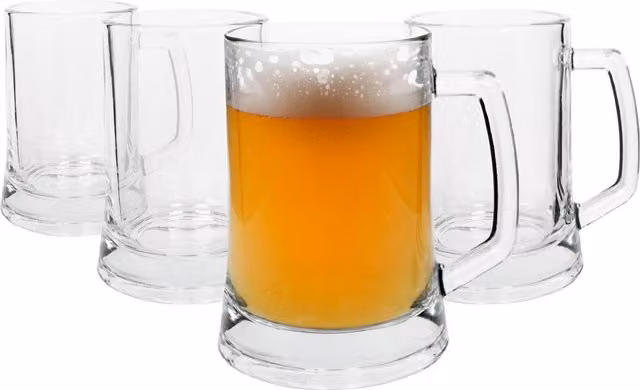 Rink Drink Glass Beer Mugs, 500ml, Clear/White