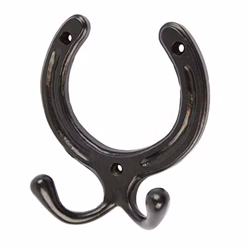 Hammer & Tongs Horse Shoe Double Coat Hook, Black, Pack of 5, W: 10.0 cm, H: 11.0 cm – 4