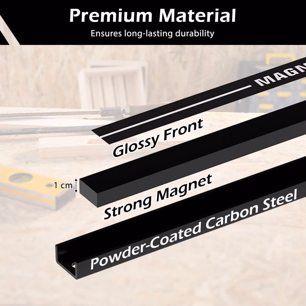 Costway Heavy-Duty Magnetic Tool Holder Wall-Mounted Steel Bar in Black – 6