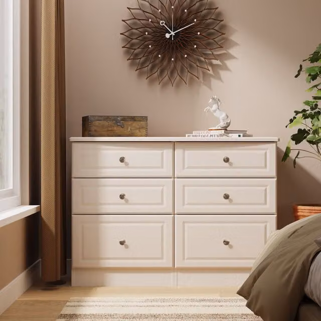 Ready Assembled 2 U Hilton 6 Drawer Wide Chest in Taupe – 1