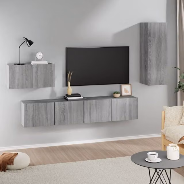 Berkfield Home 4 Piece Grey Sonoma TV Cabinet Set in Engineered Wood