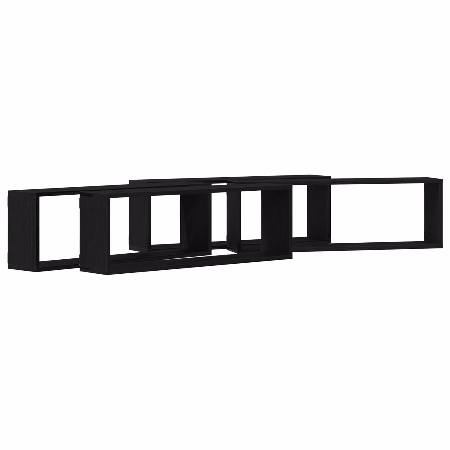 Berkfield Home Set of 4 Wall Mounted Shelves in Black Oak, W: 80 cm, D: 26 cm, H: 15 cm – 2