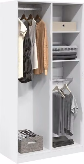 Berkfield Home White Minimalist Wardrobe with Hinged Doors, W/D/H: 100 x 50 x 200 cm – 1