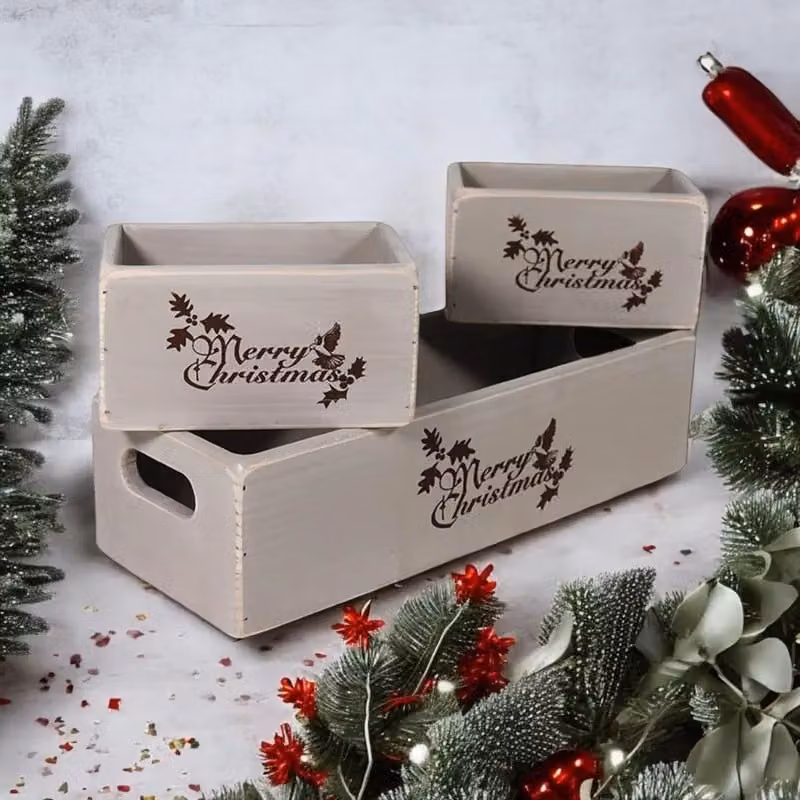 Minster Set of 3 Rustic Grey Solid Wood Rectangular Boxes – 2