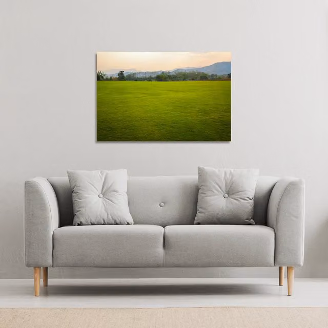 Benjamin Tate Design LTD Lush Grass Field Landscape Canvas Print, Green, W: 127 cm, H: 101 cm