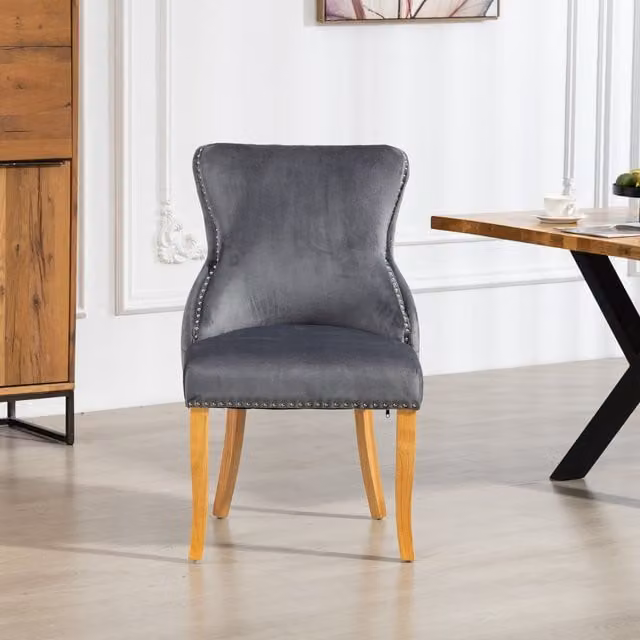 Artemis Home Orvino Velvet Fabric Dining Chairs, Set of 2, Grey