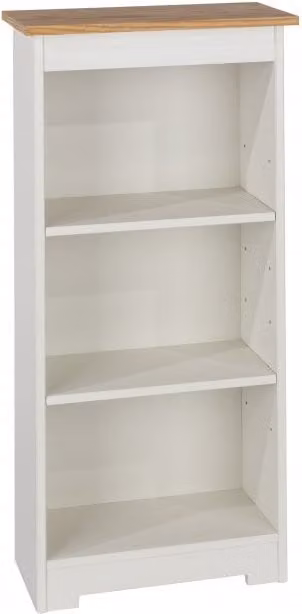 Core Colorado Low Narrow Bookcase in White and Oak