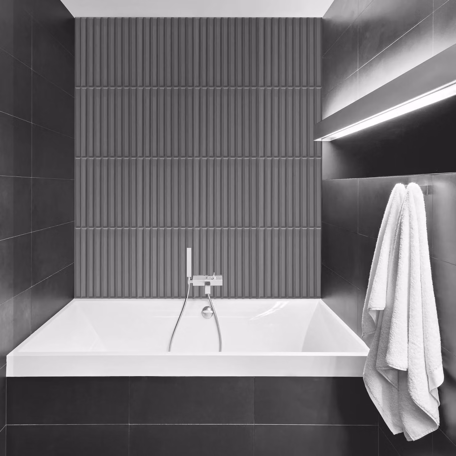 Novecrafto 3D Fluted Line PVC Wall Panels, Grey, 6 Sheets, W/D/H: 50 x 50 x 50 cm – 3