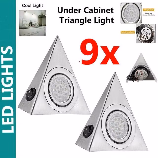 ATEK 9 Pack Dimmable LED Under Cabinet Lights with Motion Sensor, Magnetic Stick On Kitchen and Wardrobe Lights, Silver