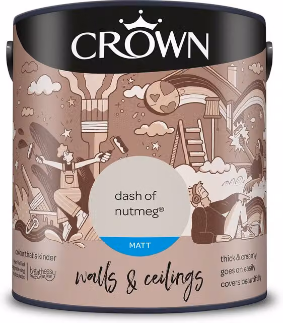 Crown Matt Breatheasy Emulsion Paint in Dash of Nutmeg Brown