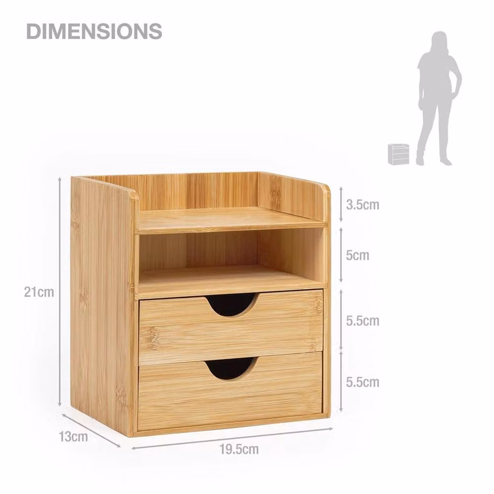 Nordara Desktop Organiser with 2 Drawers and Storage Boxes in Brown – 2