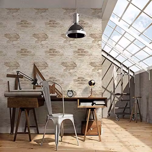 Galerie Grunge Paint Brickwork Industrial Abstract Wallpaper in Red and Beige – 2