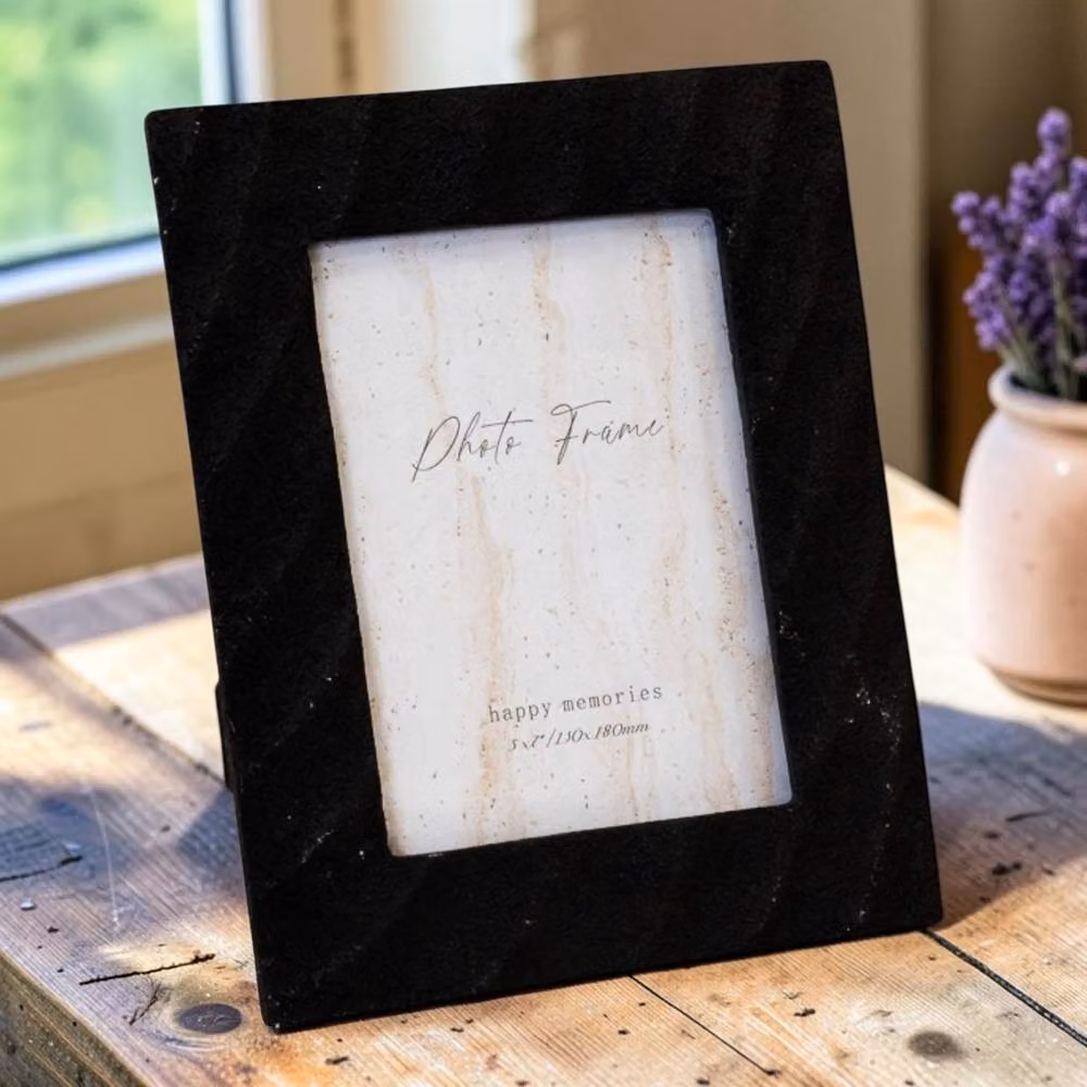 Four Candle Black Sandy Textured Ceramic Single Rectangular Tabletop Photo Frame – 2