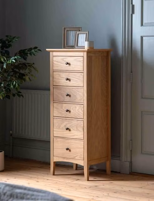 Gallery Direct Rye 6 Drawer Chest in Natural Oak