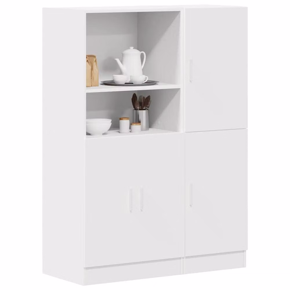Berkfield Home 2 Piece White Matt MDF Wall Mounted Kitchen Cabinet Set with Hinged Doors and Internal Shelves – 1